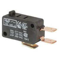 HONEYWELL Miniature Snap Action Switch: Plunger Actuator, 1NO/1NC, Quick Connect (MPN V7-1Z19E9)