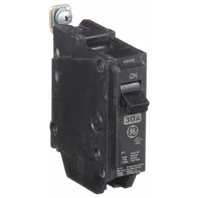 GE Miniature Circuit Breaker: THQB, 30 A, 120/240V AC, Single Phase, 10kA at 120/240V AC - THQB & THHQB Series, Bolt-On GE Miniature Circuit Breakers