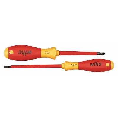 WIHA Insulated Screwdriver Set: 1-10 Pieces, 2 Pieces, Phillips/Slotted Tip - Insulated Screwdriver Sets