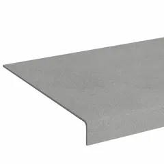 This fiberglass stair tread cover and nosing provides full-coverage grit surface for slip resistance on industrial stairways. Fastener-installed design ensures secure attachment. Measures 10 inches deep by 144 inches wide in gray.