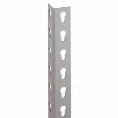 This steel post is designed for use in boltless shelving systems, providing vertical support without the need for tools. It features a powder-coated gray finish and measures 72 inches in height by 1 1/2 inches in width. Suitable for medium-duty storage applications in warehouses and industrial environments.