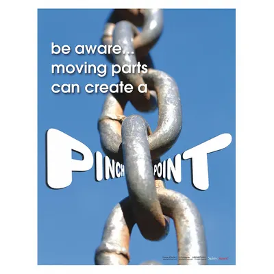 SAFETYPOSTER.COM Safety Poster: 22 in x 17 in Nominal Sign Size, No Protective Coating, Write on Surface - Be Aware Moving Parts Can Create A Pinchpoint Posters