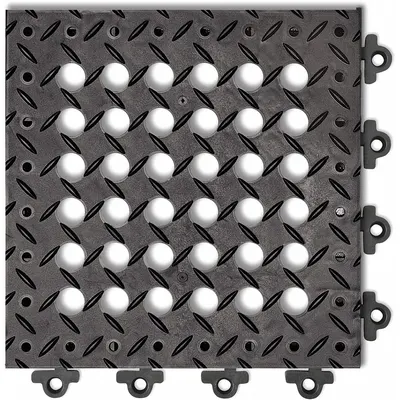 NOTRAX Interlocking Drainage Mat Tile: Interlocking Drainage Mat Tile, 12 in x 12 in - NoTrax Diamond Flex-Lok Interlocking Mat System