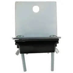 Steel clamp for securing flat cables at the end of festoon systems in industrial cable management. Accommodates cable widths from 2 in to 0.66 in with an overall length of 3.25 in. Used to prevent cable slippage and maintain tension in overhead crane, hoist, and conveyor applications.