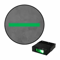 This 100 W single-line LED projector with lens emits a Cardinal Red laser for safety demarcation and zone marking. It includes a mounting bracket for installation. Typical applications include industrial alignment and visual boundary indication