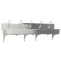 SANI-LAV Hands-Free Wash Station: 5 Stations, 8 in Bowl Dp, 97 in Bowl Lg, 16 1/2 in Bowl Wd, 16 ga (MPN 510WB-0.5)