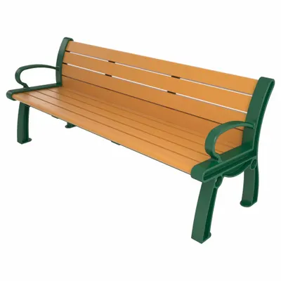 ULTRASITE Heritage Outdoor Bench: Heritage, 72 in Overall Lg, 30 in Overall Ht, Cedar - Vandal Resistant Resinwood Benches