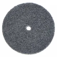 This unitized wheel from NORTON is designed for final finishing and blending on stainless steel and nickel alloys. It features a fine, soft (2) silicon carbide construction that provides a consistent surface finish without altering part geometry. The wheel measures 3 inches in diameter with a 1/4-inch width and a 1/4-inch arbor hole, suitable for deburring and surface preparation in metalworking applications