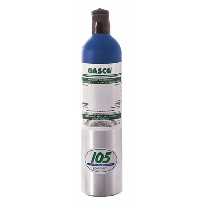 GASCO Calibration Gas: Air, +/-5% Accuracy, CH4, Calibration Gas, 105 L Cylinder Capacity - Calibration Gases for Portable Gas Detectors