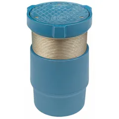 Cast iron floor cleanout body for use in commercial and industrial plumbing systems. Provides access for drain cleaning and inspection. Unfinished blue finish. Overall height 6-1/4 in. Includes body only.