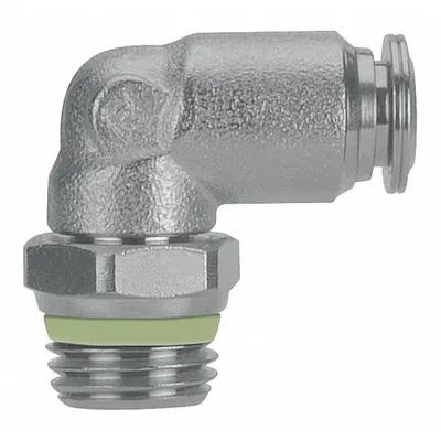 AIGNEP USA Push-Fit Elbow Fitting: 10 mm OD x 1/4 in Pipe Size, Push-to-Connect x MBSPP - Stainless Steel Tube Fittings