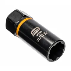 This 1/2" drive impact socket is designed for extracting damaged or rounded fasteners. It features a deep 6-point configuration with a black oxide finish. The Bolt Biter series grips securely for removal in automotive repair, industrial maintenance, and heavy equipment service.