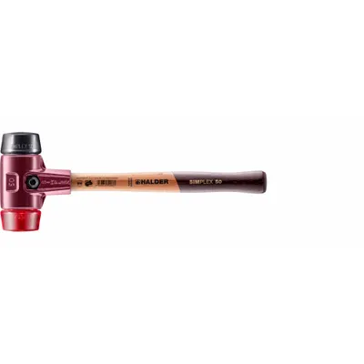 HALDER SIMPLEX Soft Face Hammer: Plastic/Rubber, 2 1/2 lb Head Wt, 2 in Tip Dia, 14 1/2 in Overall Lg - Plastic-Tip & Rubber-Tip Hammers