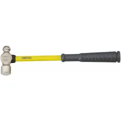 This non-sparking ball-peen hammer features a 4 oz aluminum bronze head and a 10 in overall length with a ribbed fiberglass grip. It is suited for use in environments where spark prevention is critical, such as areas with flammable gases or dust.