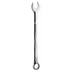 This metric 12-point combination wrench features a 32 mm head size and an overall length of 16 7/8 inches. The offset design provides improved access to fasteners in confined spaces. Suitable for tightening or loosening metric fasteners in automotive and mechanical maintenance applications.