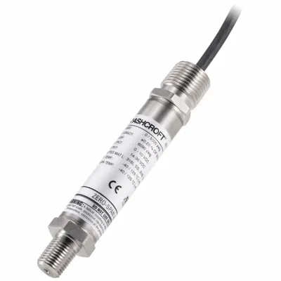 ASHCROFT Pressure Transmitter: 0 psi to 100 psi, 4 to 20mA DC, 1/2 in NPT Conduit with Cable - Pressure Transmitters with Cable & Wire Leads