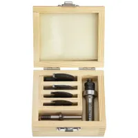 This 6-piece set includes carbide-tipped slot cutter bits in fractional-inch sizes. Designed for routing slot cuts in wood and composite materials, suitable for joinery, grooving, and edge-routing tasks in cabinetry, furniture making, and general woodworking