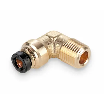 PARKER Push-Fit Elbow Fitting: 3/16 in OD x 1/4 in Pipe Fitting Size, Push-to-Connect x MNPT - Brass Air Brake Fittings