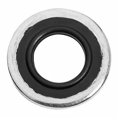 OEM Bonded Sealing Washer: #8 Screw Sz, 18-8, Stainless Steel, FKM Seal, 0.156 in Inside Dia - Sealing Washers with Rubber-Bonded Inner Diameter