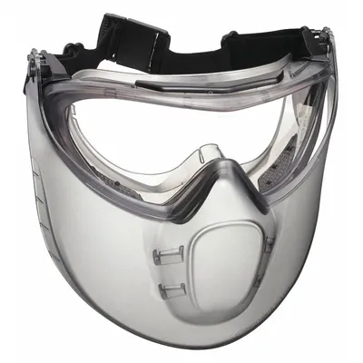 CONDOR Safety Goggles: Clear Lens Color, H2X Anti-Fog, Gray - Face-Mask Safety Goggles