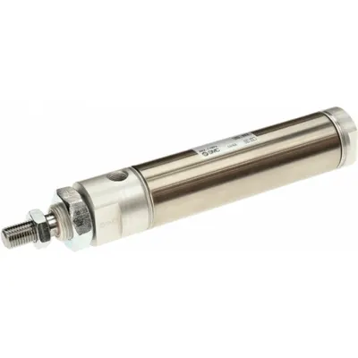SMC Round Body Cylinder: 1 1/4 in Bore, 3 in Stroke, Non-Repairable, Stainless Steel - Nose Mount Cylinders