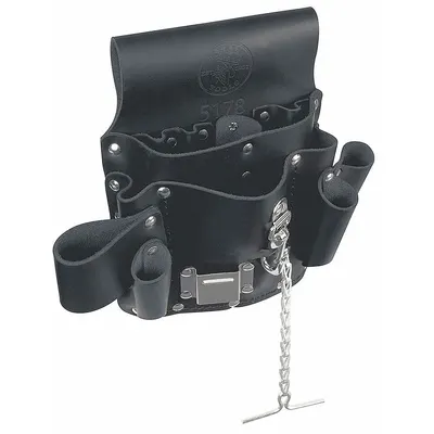 KLEIN TOOLS Tool Pouch: For 2 1/2 in Belt Wd - Max, 8 Pockets, Black - Leather Tool Pouches