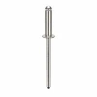 Open-end blind rivet with domed head, 0.122" diameter, 1/2" body length, and 1 19/32" overall length. Designed for inch-based fastening where only one side is accessible. Pack of 500