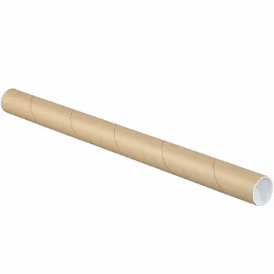 CROWNHILL Mailing Tube: 1 1/2 in x 48 in, 1/16 in Wall Thick, Brown - Tubes with End Caps