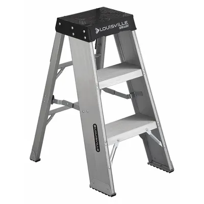 LOUISVILLE LADDER Step Stool: 3 Steps, 3.3 ft Overall Ht, 375 lb Load Cap - Folding Step Stools