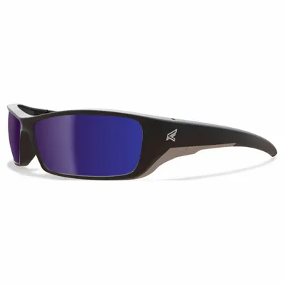 EDGE EYEWEAR Safety Glasses: AP Blue Lens, Full-Frame, Metal Detectable, Black Frame - Padded Comfort-Fit Safety Glasses