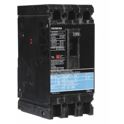 Siemens Molded Case Circuit Breaker: 90 A Amps, 18kA at 480V AC, Fixed, Load Side Lug - ED-Frame Siemens Molded Case Circuit Breakers