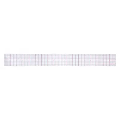 WESTCOTT Ruler: B-85, Transparent Grid, 18 in, 0.04 in Thick, 1/8 in, Red, Flex - Plastic Rulers