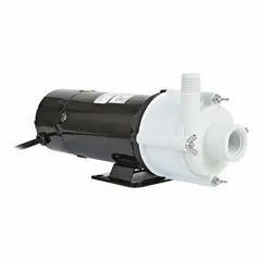 This nonsubmersible pump is designed for water circulation in aquariums, ponds, and waterfalls where external mounting is preferred. It features a plastic housing, 1 in MNPT discharge, and FNPT intake. Rated at 1/15 hp with 115 VAC and a 14 ft max head.