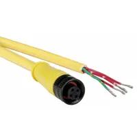 Cordset: 1/2"-20 Female Right Angle x Bare Wire, 3 Pins, Yellow, PVC, 12 ft Cable Lg (MPN 703001D02F120)