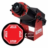 This 300 W LED projector includes a lens and image template that projects a 4-way stop legend onto surfaces. It is supplied with a power supply and is suited for traffic control, safety signage, or industrial marking applications