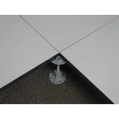 Adjustable pedestal for Fibergate access floor panels. Minimum height 6 1/2 in, maximum height 9 1/4 in. Used in raised access flooring systems for cable management or airflow beneath the floor in industrial environments.