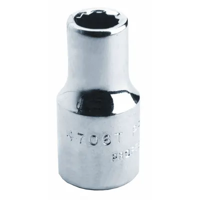 PROTO Socket: SAE, 1/4 in Drive Size, 1/2 in Socket Size, 12-Point, Std, Black Oxide - 1/4" Drive Hand Sockets