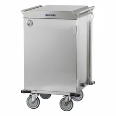 Stainless steel surgical case cart with (4) swivel casters and 1 shelf. Designed for transporting sterile instruments and supplies in medical environments. No drawers included.
