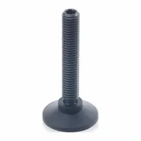 Swivel male leveling mount with 3/8"-16 thread size and 787 lbf load capacity. Features a 0.71 in round base, 3/16 in hex size, and includes a polyacetal thrust pad. Used for leveling and stabilizing machinery, equipment, or workstations on uneven floors