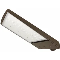 LED street and parking lot light fixture delivering 43,703 lumens at 300 W with selectable color temperature (3000K/4000K/5000K). Supports pole, slipfitter, knuckle, or surface mount installation. Suitable for area, roadway, and security lighting applications.