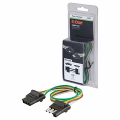 This 4-way rubber electrical plug is used for connecting trailer and tow vehicle wiring, supporting standard lighting and brake circuits. It features 16 ga wire gauge and is suitable for fleet and vehicle maintenance applications requiring reliable electrical connections for towing.