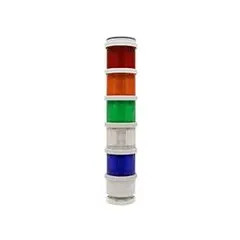 Green steady light module for visual status indication in industrial automation and machinery. Operates on 24V DC. Overall diameter 2 15/16 inches. Suitable for panel and equipment signaling applications.