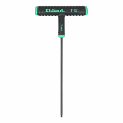 EKLIND Torx Key: 1 Tips, Torx, Std End, T15 Tip Size, Long, Steel, Black Oxide - T-Shaped Torx & Torx Plus Keys