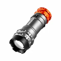 Portable flashlight with 300 lumens maximum output and 80-meter beam distance. Features three light outputs and runs 1.5 hours at max brightness. Powered by one included CR123 battery. Suitable for general inspection, repair, and search tasks.