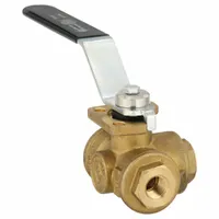 BONOMI Manual Three-Way Ball Valve: 1/4 in, Brass, T Flow, FNPT x FNPT x FNPT, Std Port Ball Port (MPN 355N-1/4")