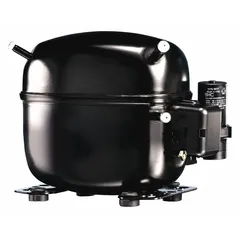 Hermetic reciprocating compressor designed for R-134A refrigerant. Provides 6,200 BtuH cooling capacity with a 1/2 hp motor. Discharge line connection size is 1/4 in. Suitable for medium-temperature commercial refrigeration systems such as beverage coolers, ice machines, and display cases.