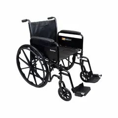 FIRST VOICE Wheelchair: 250 lb Wt Capacity, 18 in Seat Wd, 16 in Seat Dp, Vinyl, 18 in Back Ht, Flat (MPN MDS806300D). Key specifications — Includes: Upholstered Seat and Seat Back; Brand: FIRST VOICE; Armrest Type: Removable; Footrest Type: Elevating.