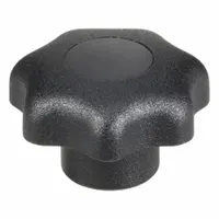 7-arm knob with threaded hole, 25 mm diameter, plastic body with steel thread insert, #10-32 thread size, 10 mm thread length. Used for manual adjustment, clamping, or positioning on jigs, fixtures, and machinery