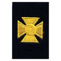 HEROS PRIDE Embroidered Patch: Cross, 3/4 in, Black/Gold, Polyester/Rayon, Rank Insignia (MPN 5510)
