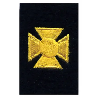 HEROS PRIDE Embroidered Patch: Cross, 3/4 in, Black/Gold, Polyester/Rayon - Embroidered Insignia